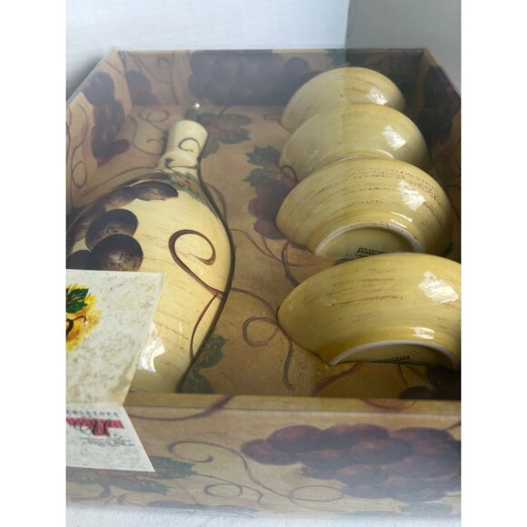 Vino 5-Piece Dipping Set Hand Painted Purple Grapes Grape Leaves & Vines Italian - Picture 6 of 9